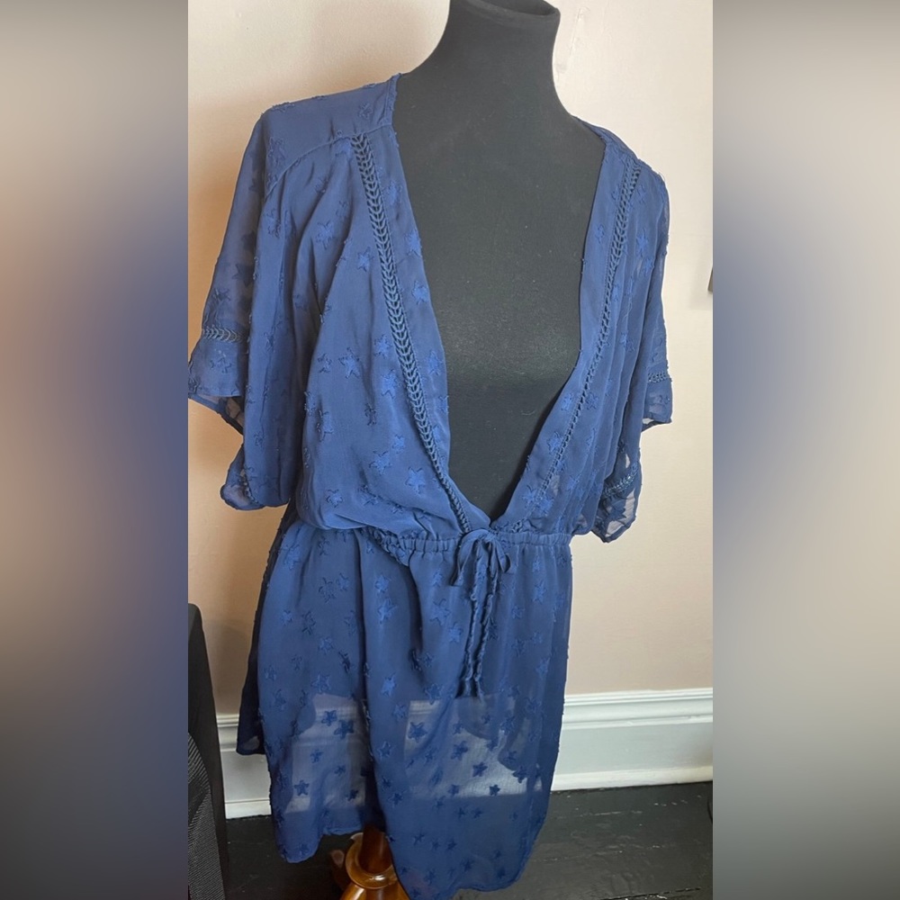 Peyton & Parker blue Swim Cover Tie at waist size 0X